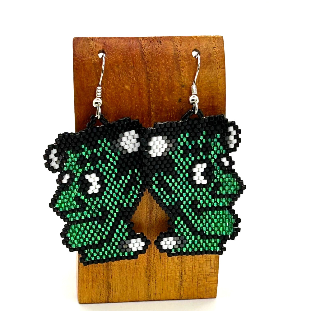 Hand Beaded Delica Bead Earrings‎ Frankenstein Surgical Steel Ear Wires
